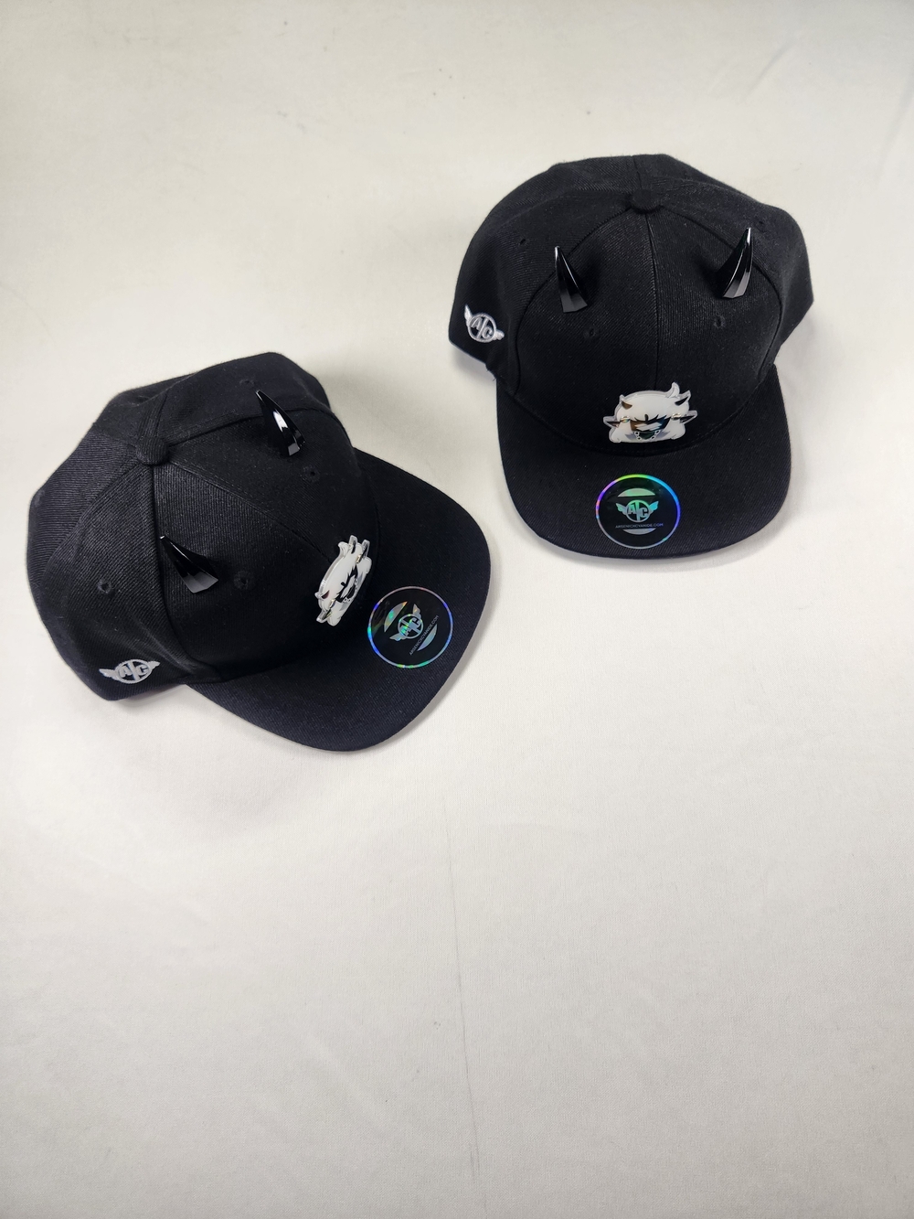 Kids Black Devil Horn Cap with Cartoon Patch